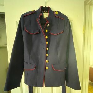 Banana Republic Olivia Palermo Navy Red Cotton Military Jacket - Medium